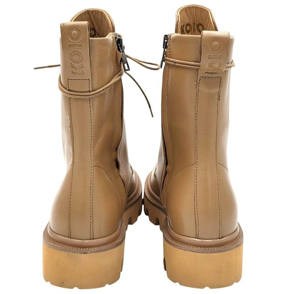 NEW Koio Italy Women 11 Fawn Beige Leather Cortina Combat Boots Handmade Shoes - Picture 13 of 16
